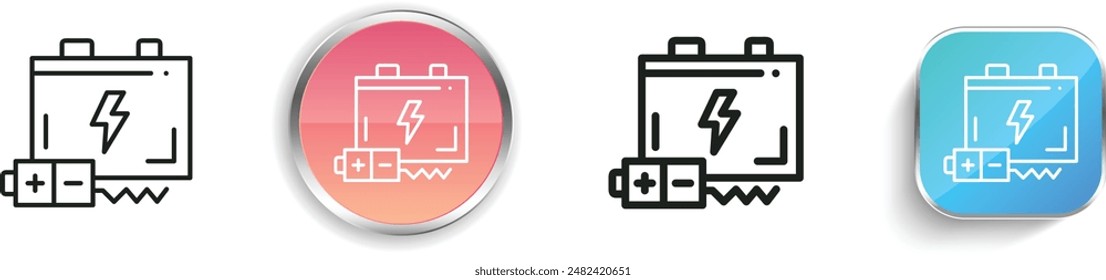battery icon. Thin Linear, Regular and Button Style Design Isolated On White Background