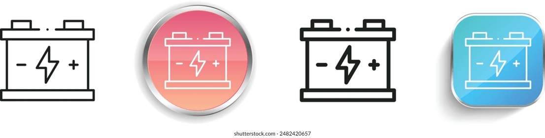 battery icon. Thin Linear, Regular and Button Style Design Isolated On White Background