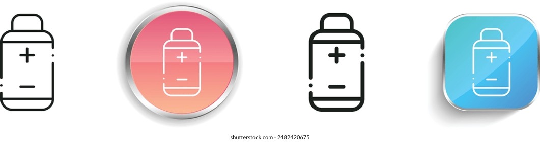 battery icon. Thin Linear, Regular and Button Style Design Isolated On White Background