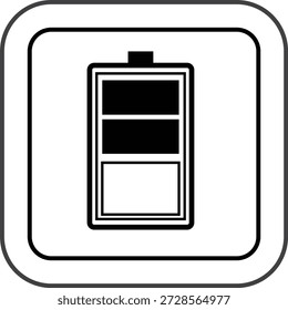 Battery icon with three bars on white background and gray border