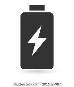 Battery icon in trendy flat design. Electricity icon symbol vector illustration