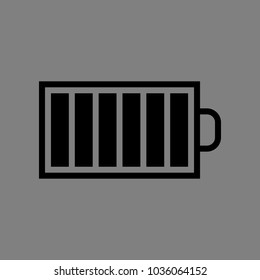 Battery icon. Vector. Black icon on medium gray background. Isolated.