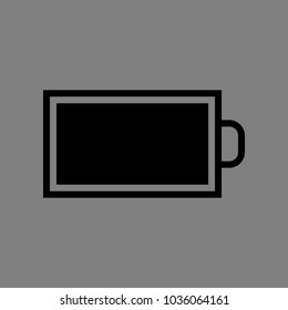 Battery icon. Vector. Black icon on medium gray background. Isolated.