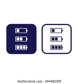 Battery icon vector. Blue and white