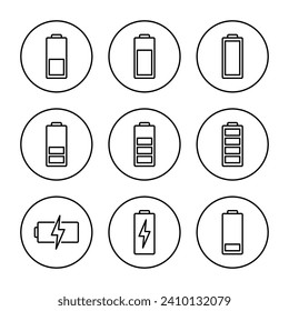 Vector de icono de la batería. señal de carga de batería. nivel de carga de la batería