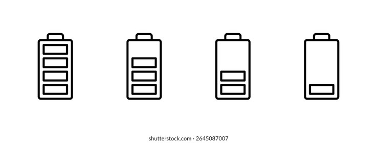 Vector de icono de batería. señal de carga de batería. nivel de Recargo de batería