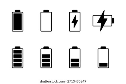 Vector de icono de batería. señal de carga de batería. nivel de Recargo de batería