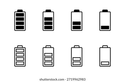 Vector de icono de batería. señal de carga de batería. nivel de Recargo de batería