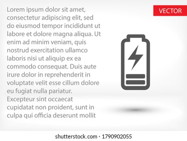 battery icon. Vector EPS 10. Lorem Ipsum Design Flat. linear work. battery icon. battery recharging