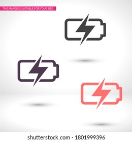 icono de la batería. EPS vectorial 10. Plano de diseño Lorem Ipsum. trabajo lineal. icono de la batería. recarga de batería