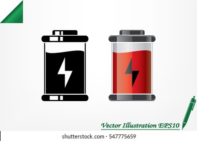 battery icon vector EPS 10, abstract sign charger flat design,  illustration modern isolated badge for website or app - stock info graphics.