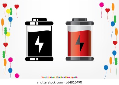battery icon vector EPS 10, abstract sign charger flat design,  illustration modern isolated badge for website or app - stock info graphics.