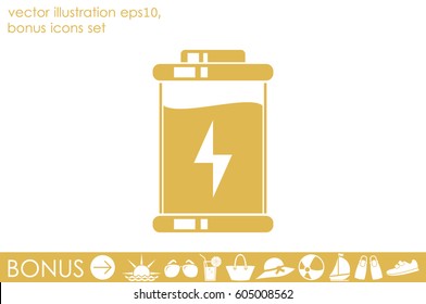 battery icon vector EPS 10, abstract sign charger flat design,  illustration modern isolated badge for website or app - stock info graphics