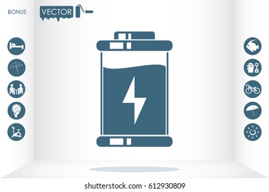 battery icon vector EPS 10, abstract sign charger flat design,  illustration modern isolated badge for website or app - stock info graphics