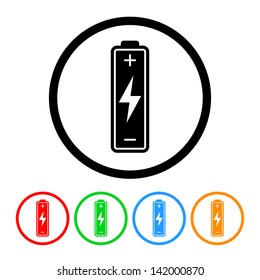 Battery Icon in Vector Format with Four Color Variations