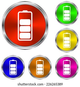 Battery icon - vector glossy colourful buttons