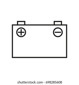 Battery icon, vector illustration. Black lines on a white background. Poles plus and minus.