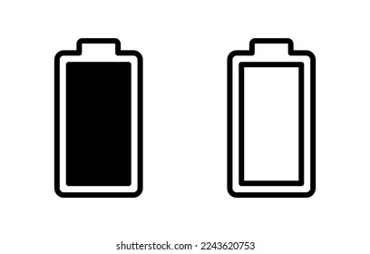 Ilustración vectorial de icono de batería. símbolo y signo de carga de batería. nivel de carga de la batería