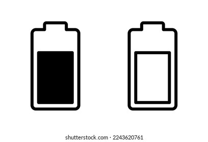 Ilustración vectorial de icono de batería. símbolo y signo de carga de batería. nivel de carga de la batería