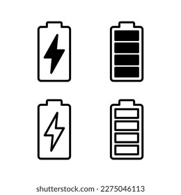 Akkusymbol, Vektorgrafik. Batterieaufladezeichen und -symbol. Batterieladung