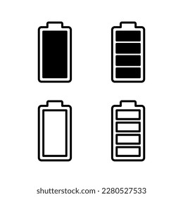 Ilustración vectorial de icono de batería. símbolo y signo de carga de batería. nivel de carga de la batería
