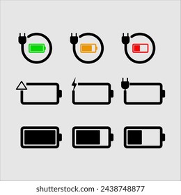 Batteriesymbol Vektor-Illustration. Batterieladezeichen und -symbol. Batterieladestand