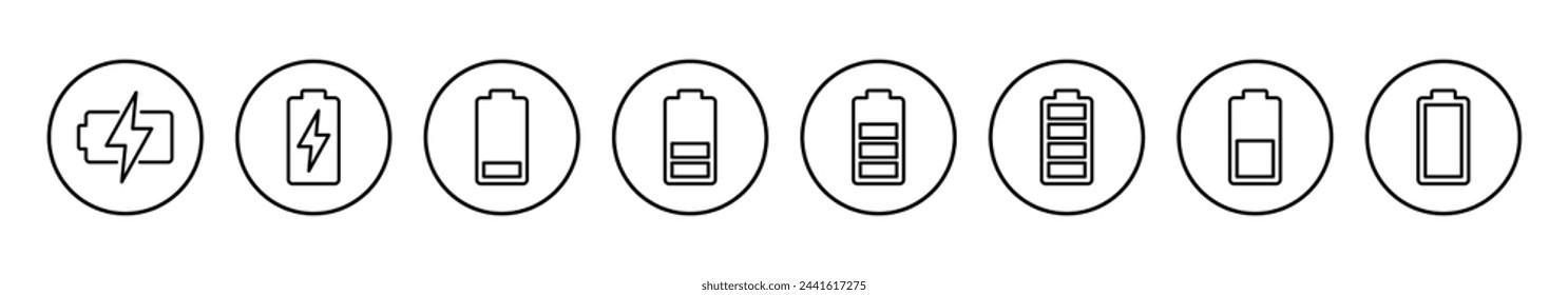 Ilustración vectorial de icono de batería. símbolo y señal de carga de batería. nivel de carga de batería