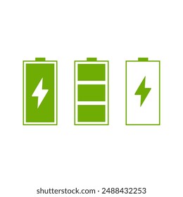 Ilustración vectorial de iconos de batería. símbolo y señal de carga de batería.