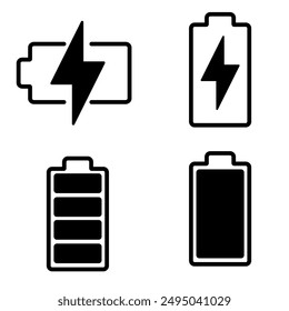 Ilustración vectorial del ícono de la batería. símbolo y señal de carga de la batería. nivel de Recargo de la batería