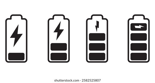 Battery icon vector illustration. battery charging sign and symbol. battery charge level