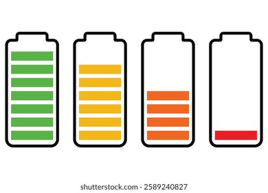 Battery icon vector illustration. battery charging sign and symbol. battery charge level. vector illustration eps 888.