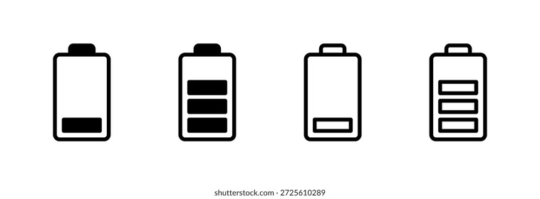 Ilustración vectorial del icono de la batería. señal y símbolo de carga de la batería. nivel de Recargo de la batería