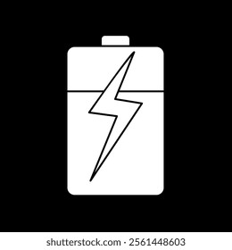 Battery icon vector illustration, battery clip art, white on black background