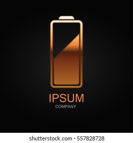 Battery icon. Vector Illustration. Design logo element. Isolated on black background.