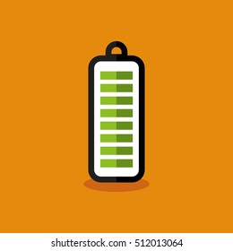 Battery icon vector illustration. Battery Indicator Icons. Flat battery. Full charge. Vector icon charge accumulator.