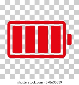 Battery icon. Vector illustration style is flat iconic symbol, red color, transparent background. Designed for web and software interfaces.
