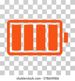 Battery icon. Vector illustration style is flat iconic symbol, orange color, transparent background. Designed for web and software interfaces.