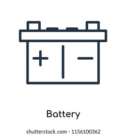 Battery icon vector isolated on white background. thin symbols or lined elements in outline style