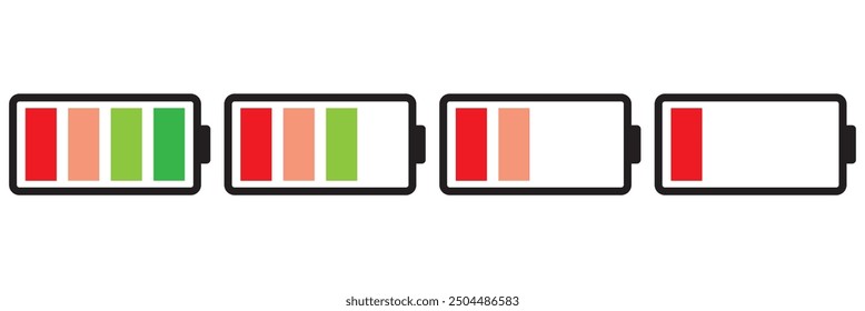 Battery icon vector isolated on white background. Battery vector icon. battery charge level.
