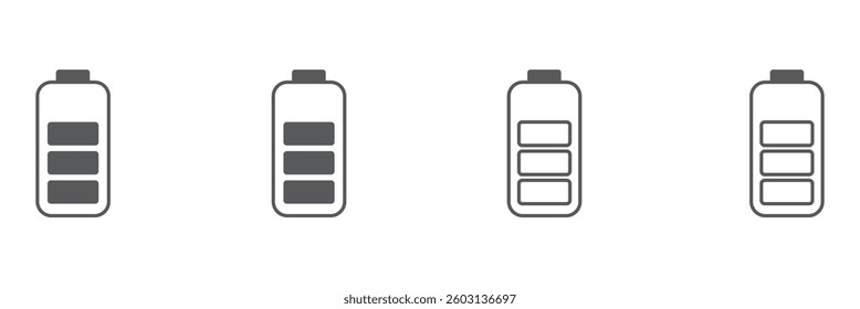 battery icon vector isolated on white background. Battery vector icon. battery charge level. battery charging icon
