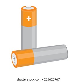 Battery icon, battery vector, battery isolated, orange batteries