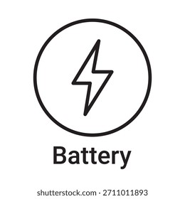 Icono de la batería. Símbolo de línea de Vector para un Sitio web, tarjeta de producto, presentación y App móvil, embalaje o instrucción. Signo de esquema editable