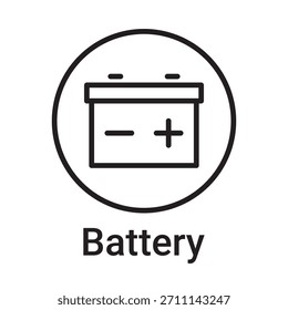 Icono de la batería. Símbolo de línea de Vector para un Sitio web, tarjeta de producto, presentación y App móvil, embalaje o instrucción. Signo de esquema editable