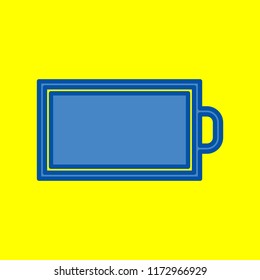 Battery icon. Vector. Office style blue icon at yellow background.