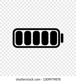 Battery icon, vector on transparent grid