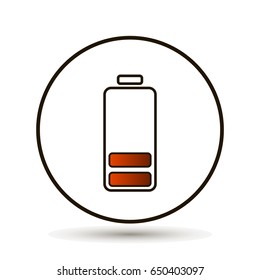 Battery icon vector on white background. Symbols of battery low charge level