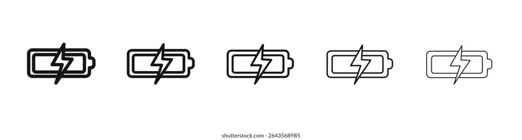 battery icon vector outline set illustration sign