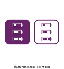 Battery icon vector. Purple and white