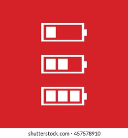 Battery icon vector. Red background