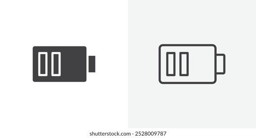 Conjunto de iconos de Vector de batería en color blanco y negro.